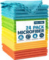 Vnoss Microfiber Cleaning Cloth, 24 Pack Highly Absorbent Cleaning Rags, Reusable Lint Free