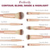 Expressions 10pc Pro Makeup Brush Set with Sparkling Gemstones in Rose Gold, Soft Bristle Brushes for Everyday Use