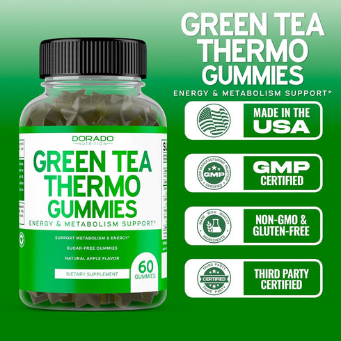 Green Tea Fat Burner Weight Loss Gummies, 60 Count, Appetite Suppressant for Women, Belly Fat Burner for Men