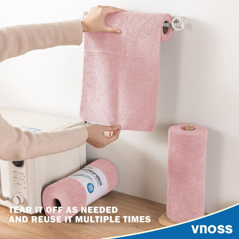 Vnoss 55 Pack 11" 9", Microfiber Cleaning Cloth Roll, Tear Away Reusable Towels, X Ultra Absorbent & Lint Free Cloth