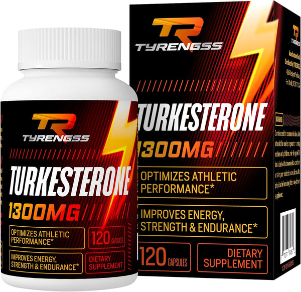 Testosterone Booster, Turkesterone Supplement 1300mg for Athletic Performance & Muscle Mass, 120 Capsules