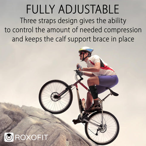 ROXOFIT Calf Brace for Torn Calf Muscle and Shin Splint Pain Relief, Adjustable Neoprene Compression Support Wrap
