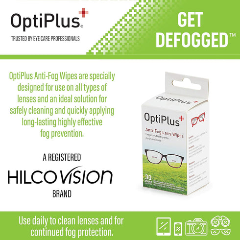 OptiPlus Anti-Fog Lens Wipes - Individually Wrapped for Convenience