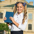 Whaline 6Pcs Back to School Uniform Hair Bow Clips, Navy Blue Plaid Stripe Dot Barrettes for School Hair Accessories