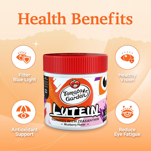 TomatoGarden Gummies, 30 Count Lutein Vision Support Supplements with Blue Light Protection