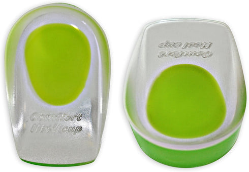 2 Pack KidSole Shock Absorbing Lightweight Gel Heel Cups for Kids with Sensitive Heels, Green Size 2-6