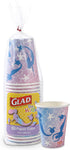 Glad for Kids Mermaid Theme Disposable Paper Cups, Heavy Duty Soak Proof Design for Drinking, 9 Ounce, 20 Count