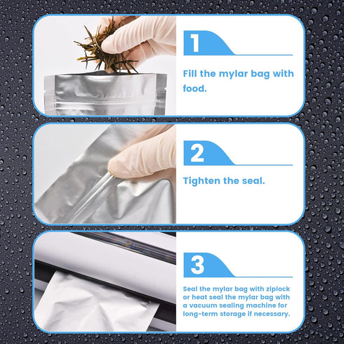 4"x 6" 30 Packs Mylar Bags for Food Storage, Reusable Bags with Window for Long Term Storage