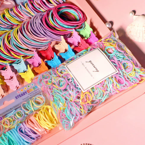 YANRONG Multicolor Hair Ties for Women & Girls, Elastic Ponytail Holders, Rubber Bands for Thick & Thin Hair (2335PCS)