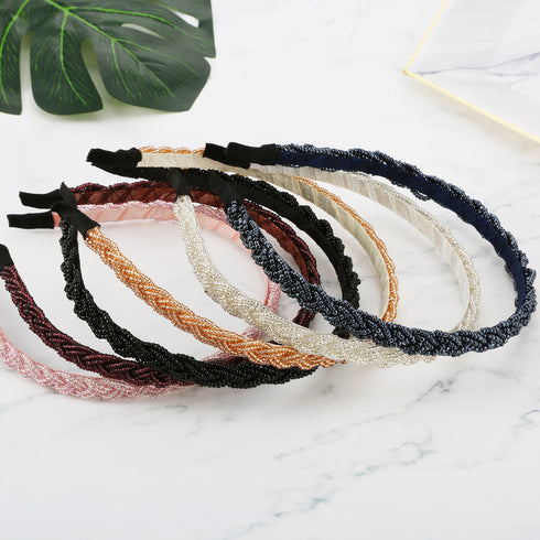 MTLEE 6 Pieces Beaded Headbands for Women - Sparkly Crystal Beaded Hair Hoop Hairbands in Multiple Colors, Christmas
