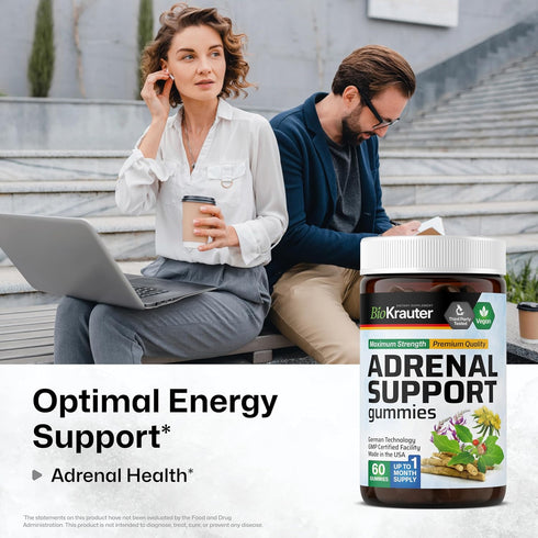 Adrenal Support Gummies - Organic Rhodiola & Ashwagandha Gummies with Vitamins C, B6, B12 for - Vegan Mood Support Supplement 60 Chews