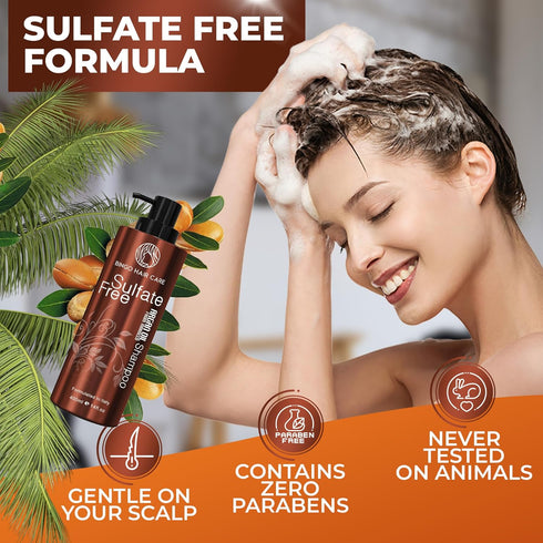Moroccan Argan Oil Shampoo - Sulfate Free Hydrating Treatment for Curly, Frizzy, Damaged Hair