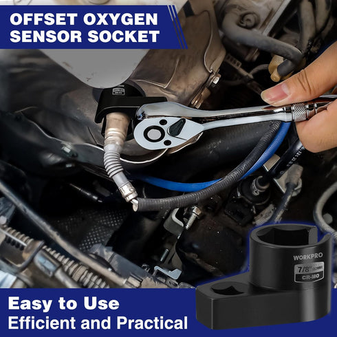 O2 3/8 7/8 22mm, Offset 6-Point O2 WORKPRO Oxygen Sensor Socket Drive x Oxygen Sensor Removal Tool Wrench, Sensor Tool
