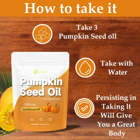 Oil,3000mg, (1) Pumpkin Seed Oil with Saw Palmetto,Nutrikiv Pumpkin Seed Cold Pressed,Essential Fatty Acids