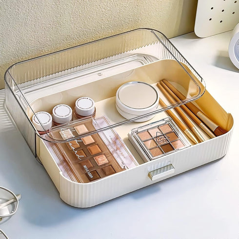 Stackable Plastic Organizer for Eyeshadow Palettes, Cosmetics, and Beauty Supplies on Vanity - Big & Spacious, White