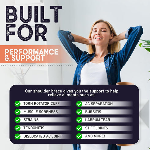 Copper Joe Compression Shoulder Brace - Adjustable Rotator Cuff Support for Shoulder Pain Relief