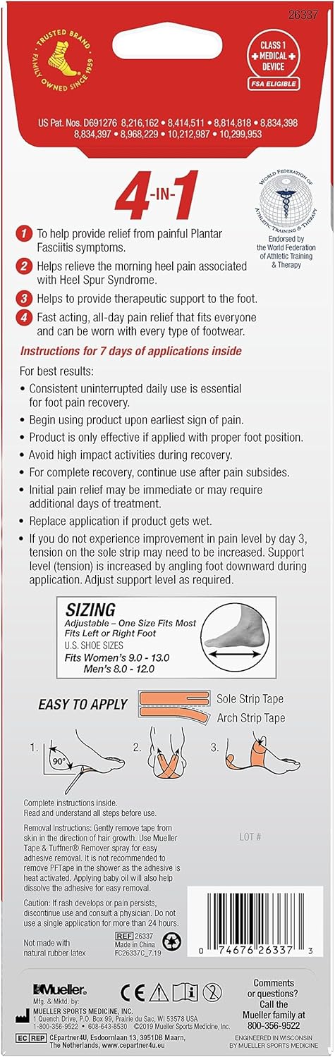 Mueller Sports Medicine PFTape for Plantar Fasciitis, Regular for Men and Women