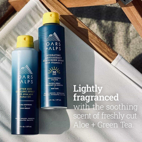 Oars + Alps After Sun Spray with Aloe Vera, Kukui Oil & Niacinamide, Hydrating Skin Care, 6oz
