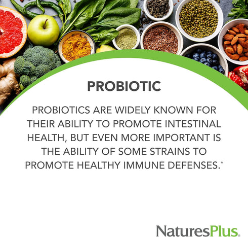 Natures Plus Immune Probiotic - 30 Capsules - 10 Billion CFU - Respiratory & Gut Health, Immune Support - with Prebiotic Fiber - Non-GMO, Vegan, Gluten Free - 30 Servings