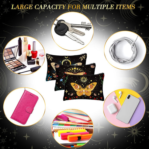 Kajaia 12 Pcs Butterfly Makeup Bag, Christmas Gifts for Women, Canvas Cosmetic Bag