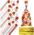 Zonon 100 Pieces Basketball Candy Party Bags with 150 Pieces Gold Twist Ties for Sports Treat Favors