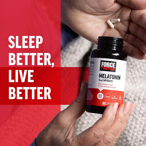 FORCE FACTOR Melatonin 5mg - 60 Vegetable Capsules, Drug-Free, Vegan & Non-GMO