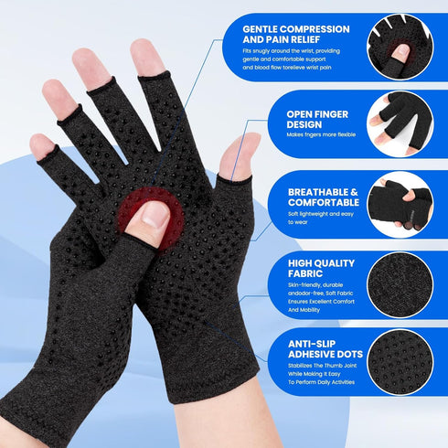 TFUSOM Compression Gloves Arthritis Gloves for Women for Pain,Fingerless Compression Wrap for Hand Pain