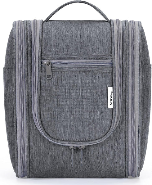 Narwey Small Hanging Toiletry Bag, Women Travel Makeup Organizer for Toiletries and Accessories (Medium, Grey)