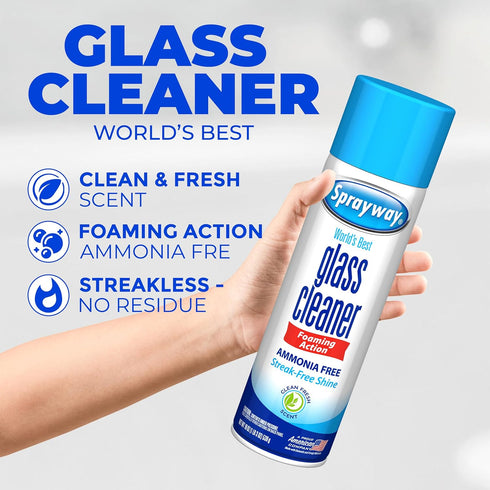 Sprayway Glass Cleaner Foam Action Cleaner 19 oz with Cleaning Cloth in Packaging (3 Pack)