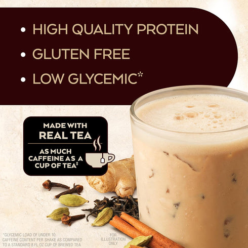 Chai Tea Latte Protein Shake | 15g Protein, Low Glycemic, 3g Net Carb | PACK OF 3, Keto Friendly, 1g Sugar
