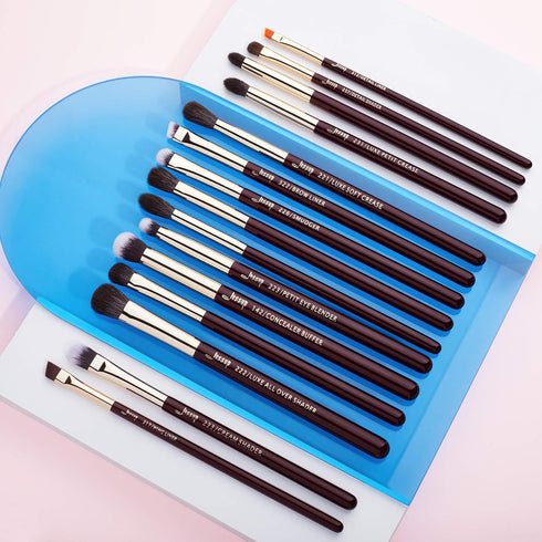 Jessup Professional Eye Makeup Brushes Set - 15pcs for Eyeshadow, Blending, and Eyeliner