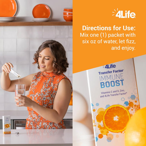 4Life Immune Boost - Immune Defense Transfer Factor, Zinc, and Vitamin C - 5 Powder Packs