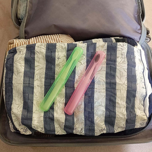 Medsuo 4pcs Plastic Toothbrush Case, Travel Cover Holder, Storage (Pink, Blue, Green, White)