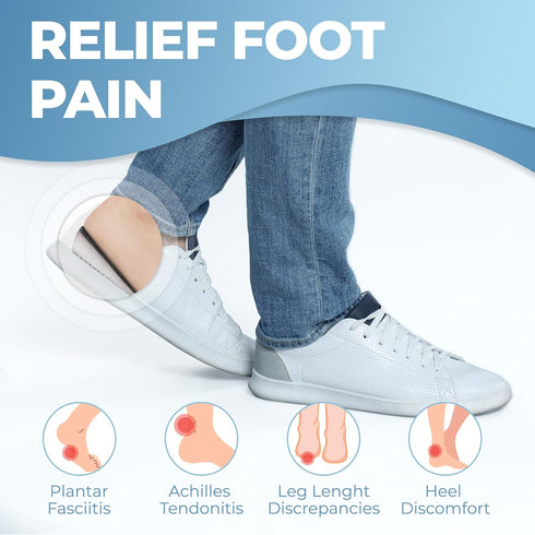 Heel Cushions for Pain Relief, 2 Pack Heel Lifts for Achilles Tendonitis, Shoe Wedge Inserts for Foot Support