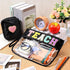 Hillban 2 Pcs Teacher Gifts Chenille Letter Bags, Preppy Patch Makeup Bag Flat Clear Pouch for Women Girl