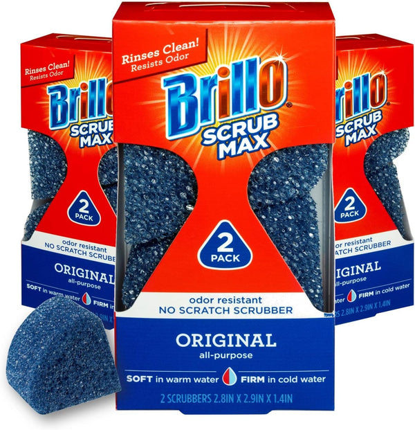 Brillo Scrub Max Heat Activated Sponges, Strong & Long Lasting, Innovative Technology, 2 Count (Pack of 3)