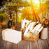 KAMMAK 100 Pack (16 16 inch) White Dinner Paper Napkins with Pocket Disposable Yellow Trim Linen Feel Wedding Reception