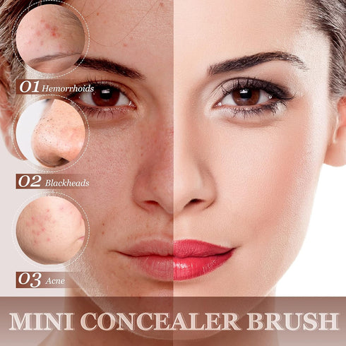 12 Pieces Small Concealer Brush Bulk, Flat Lip Concealer Brush for Under Eye, Synthetic Fiber Makeup for Blending