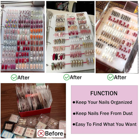 Large Press On Nail Organizer | 10 PCS Clear Empty Storage for Fake Nail Display and Nail Salon Supplies