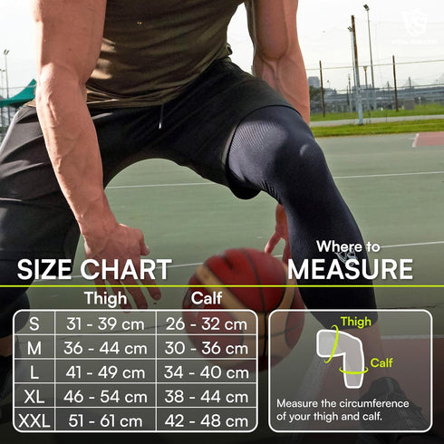 Vital Salveo Sports Outdoor Compression Long Knee Sleeve, Thin Light Undersleeve for Recovery (1 PC) XX-Large