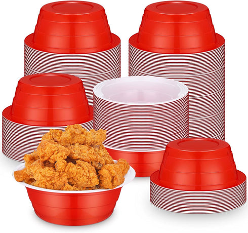 Gejoy Plastic Bowls 23 oz Disposable Snack Bowls, Salad Bowls for Graduation, Wedding, Birthday Parties, Red, 50 Pcs