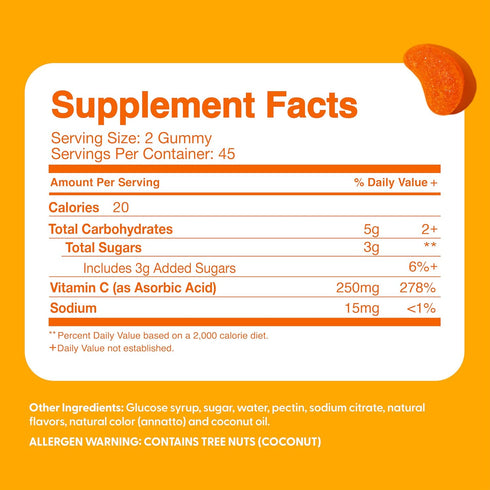 Feel Great Vitamin C Gummies for Kids | Chewable Orange Flavored Gluten Free Gummies | 250 MG Kids Vitamin C