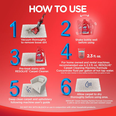Resolve Steam Carpet Cleaner Solution Shampoo, 60 fl oz, 2X Concentrate, Safe for Bissell, Hoover & Rug Doctor