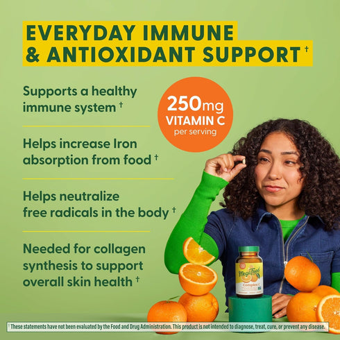 MegaFood Complex C, Vegan Immune Support Supplement, 250 mg Vitamin C, 30 Tablets