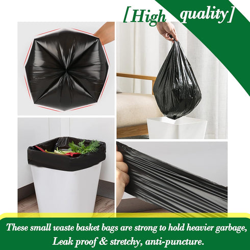 Hommaly 2.6 240 6-10 2-2.6 Gallon pcs Small Black Trash Bags, Strong Garbage Bags, Bathroom Trash Can Bin Liners
