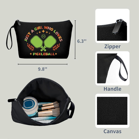 Pickleball Gifts for Teen Girls, Pickleball Accessories for Women, Cosmetic Travel Make Up Bag for Pickleball Lovers