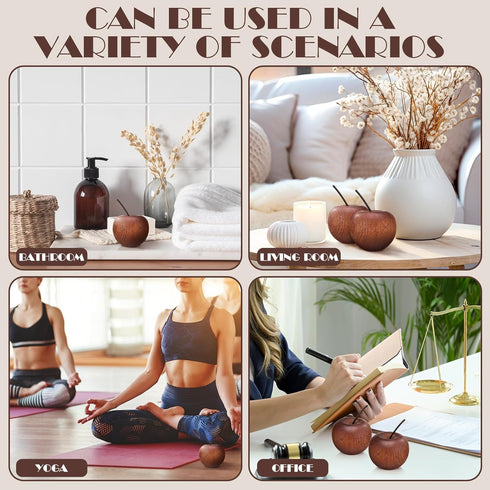 Novabright 4 Pcs Mini Wooden Apple Shaped Essential Oil Diffuser Portable Aromatherapy Diffuser Decorations Farmhouse