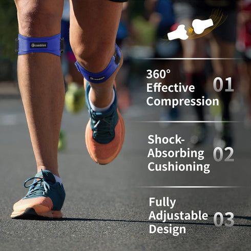 CAMBIVO 2 Pack Knee Braces for Knee Pain - Adjustable Patellar Tendon Stabilizer Band for Jumpers Knee, Basketball,