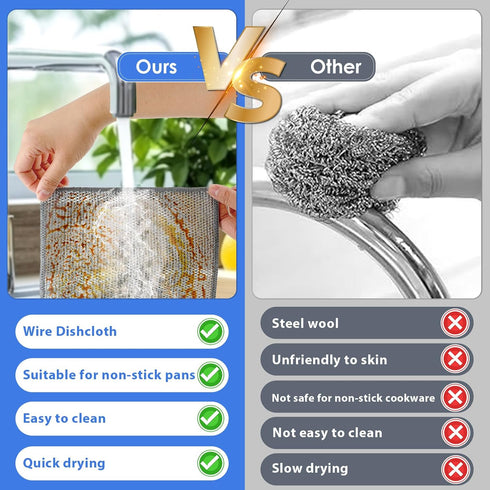 10Pcs Non-Scratch Wire Dishwashing Cloths, Lint Free Kitchen Cleaning Rags for Wet and Dry Dishes, Pots, and Sinks.