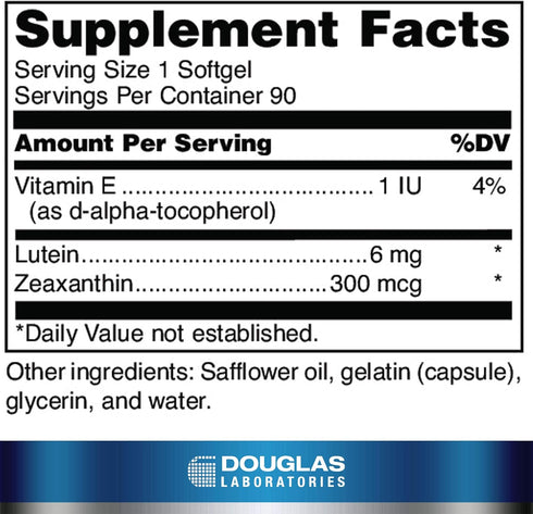 Douglas Laboratories Lutein with Zeaxanthin for Vision, 90 Softgels, 6 mg